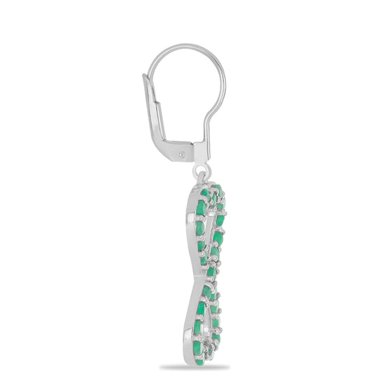 Stříbro 925/1000 - Náušnice s Brazilským Smaragdem - Karátové číslo: 1.84. přibližná hmotnost: 4.69 gramů