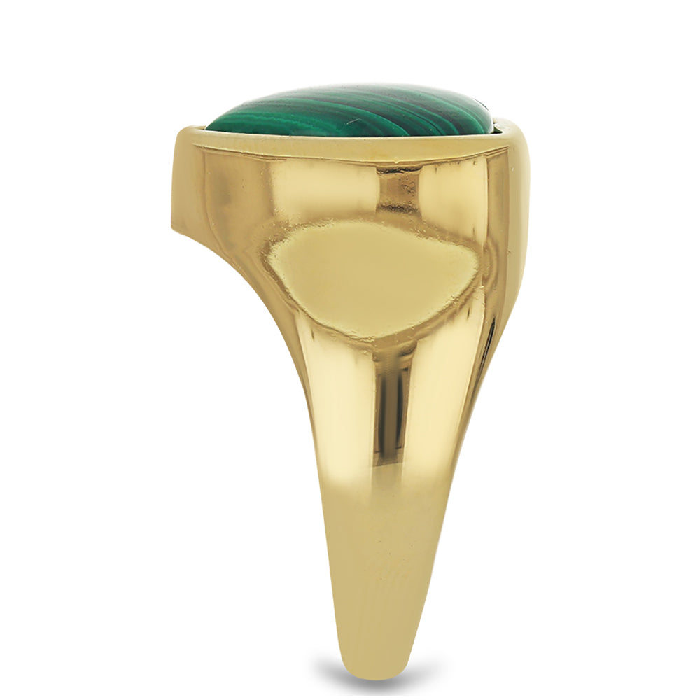 Pozlacený Stříbrný Prsten s Malachitem