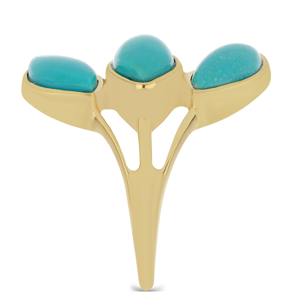 Pozlacený Stříbrný Prsten s Tyrkysem Sleeping Beauty