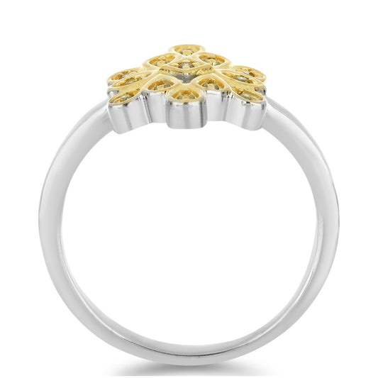 Stříbro 925/1000 - Prsten se Žlutým Diamantem - Karátové číslo: 0.1. přibližná hmotnost: 2.57 gramů