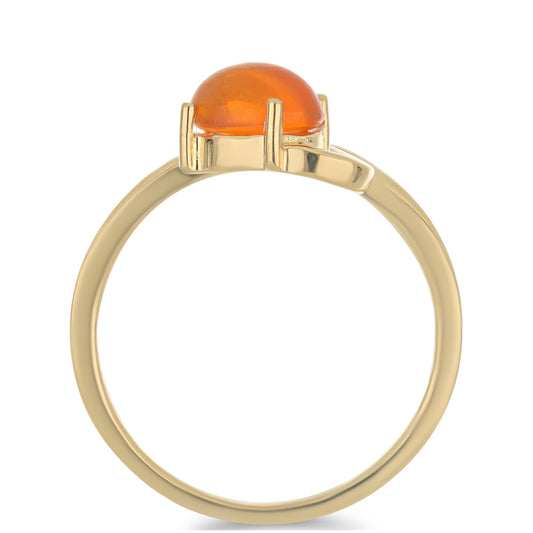 Pozlacené Stříbro 925/1000 - Prsten s Ohnivě Červeným Opálem z Lega Dembi a Bílým Topazem - Karátové číslo: 0.81. přibližná hmotnost: 2.92 gramů