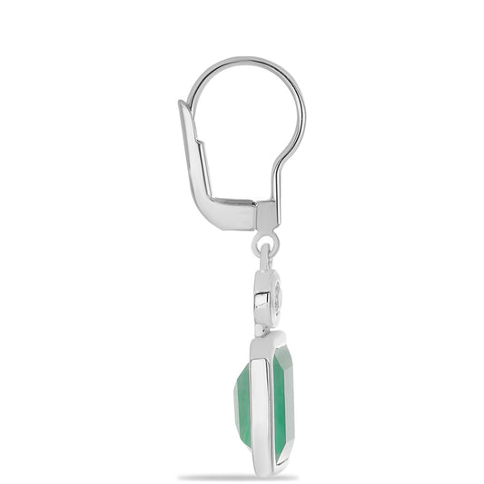 Stříbro 925/1000 - Náušnice s Brazilským Smaragdem a Bílým Topazem - Karátové číslo: 6.32. přibližná hmotnost: 4.19 gramů