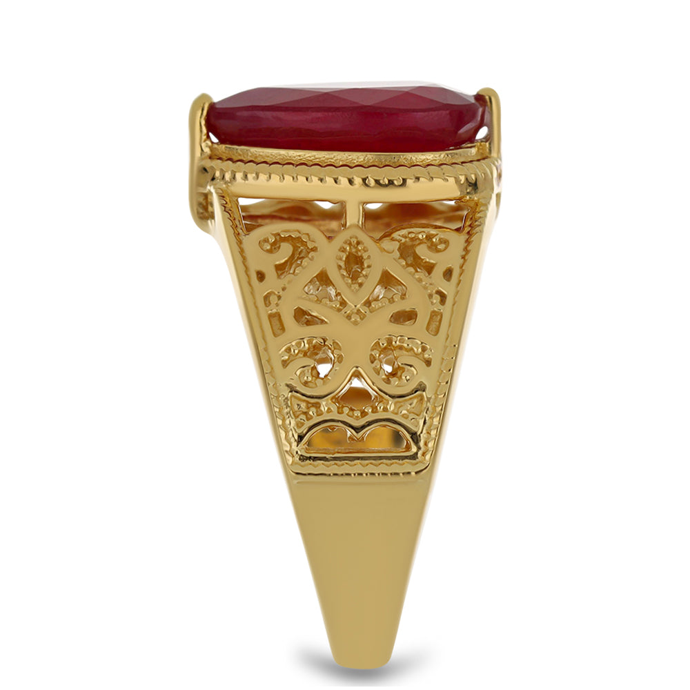 Pozlacené Stříbro 925/1000 - Prsten s Madagaskarským Rubínem - Karátové číslo: 4.15. přibližná hmotnost: 7.31 gramů