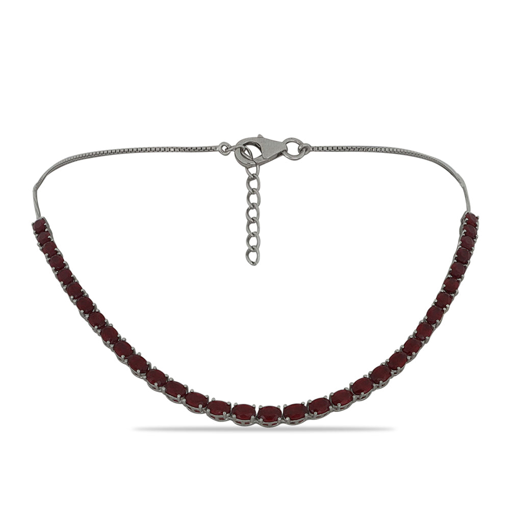 Stříbrný Náhrdelník s Madagaskarským Rubínem