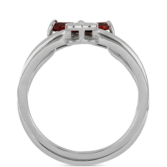 Stříbro 925/1000 - Sada s Bartonským Granátem a Bílým Topazem - Karátové číslo: 1.25. přibližná hmotnost: 4.77 gramů ( Prsten )