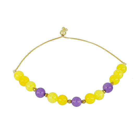 Pozlacené Stříbro 925/1000 - Náramek s Citrónovým Chalcedonem - Karátové číslo: 51.74. přibližná hmotnost: 12.15 gramů