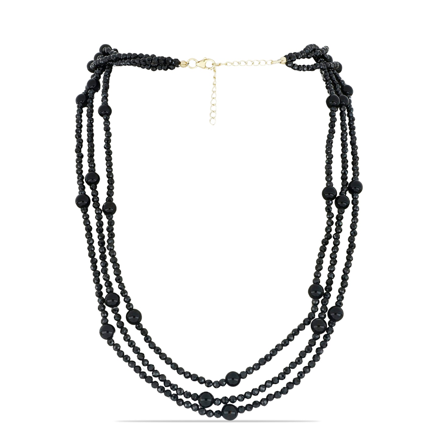 Pozlacené Stříbro 925/1000 - Náhrdelník s Černým spinelem - Karátové číslo: 137.15. přibližná hmotnost: 28.46 gramů