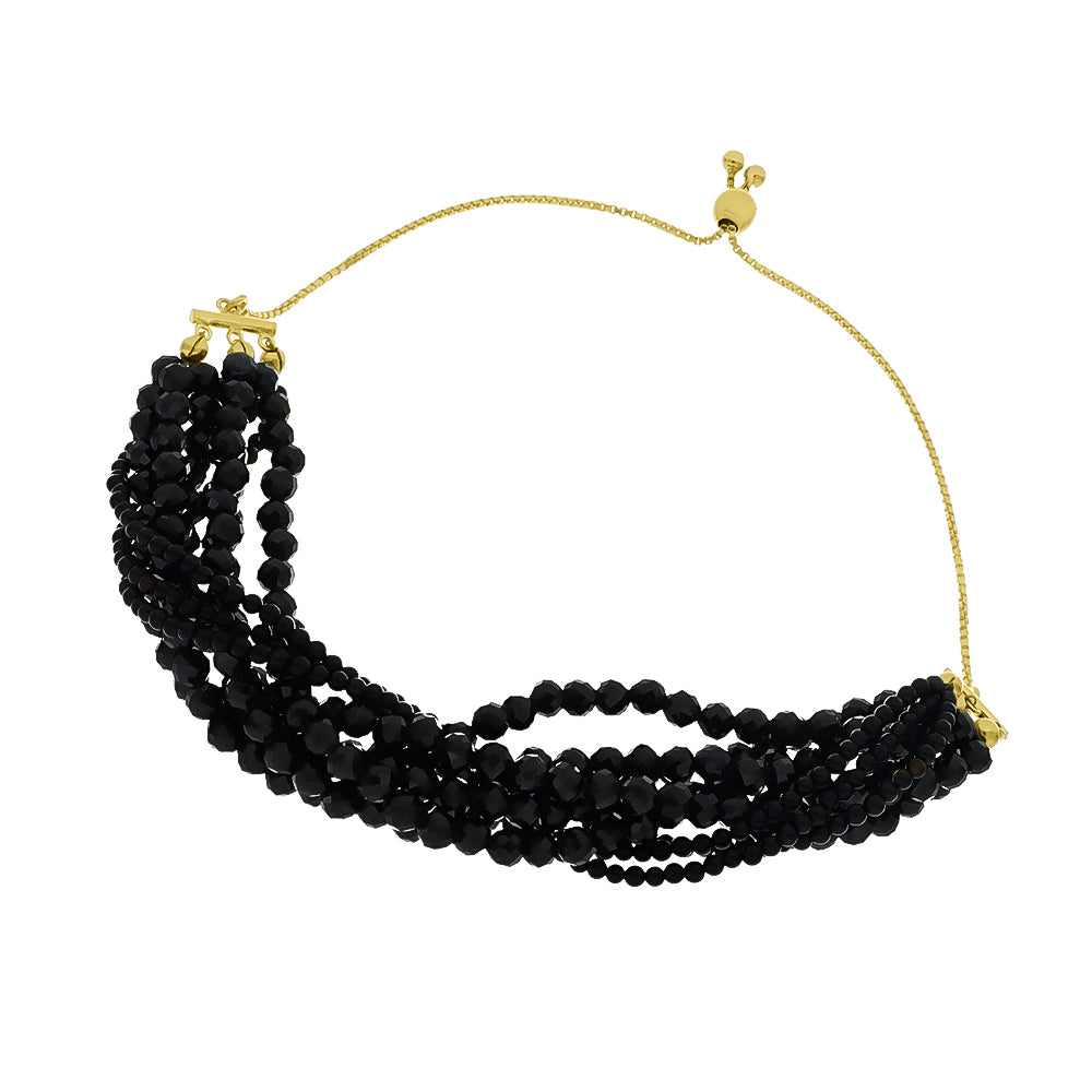 Pozlacené Stříbro 925/1000 - Náramek s Černým spinelem - Karátové číslo: 120.84. přibližná hmotnost: 27.07 gramů