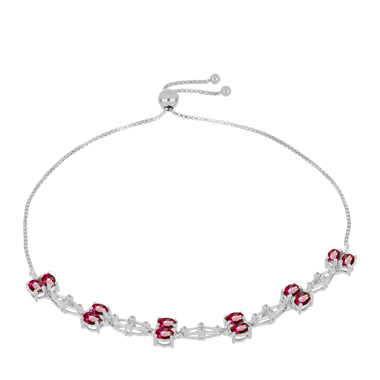 Stříbro 925/1000 - Náramek s Cruizero Rubelitem a Bílým Topazem - Karátové číslo: 2.19. přibližná hmotnost: 5.37 gramů