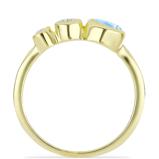 Pozlacené Stříbro 925/1000 - Prsten s Duhovým Měsíčním Kamenem a Bílým Topazem - Karátové číslo: 0.77. přibližná hmotnost: 2.32 gramů