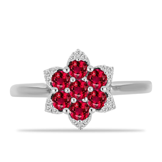 Stříbro 925/1000 - Prsten s Cruizero Rubelitem a Bílým Topazem - Karátové číslo: 0.84. přibližná hmotnost: 3.18 gramů