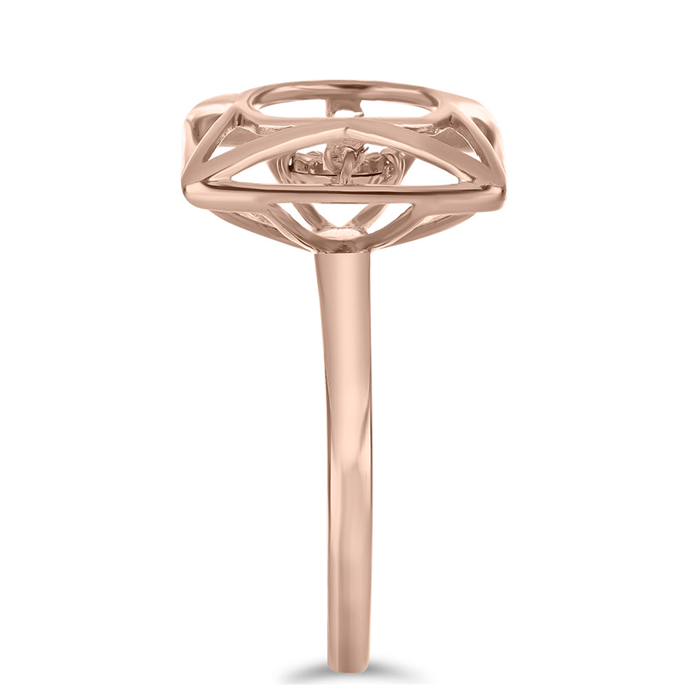 Růžově pozlacené Stříbro 925/1000 - Prsten s Růžový Tančící Diamantem - Karátové číslo: 0.01. přibližná hmotnost: 3.73 gramů