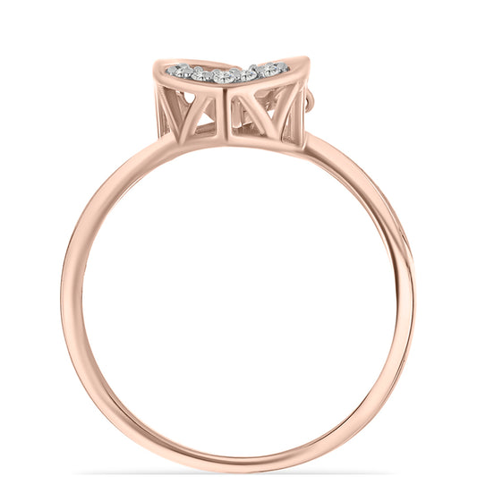 Růžově pozlacené Stříbro 925/1000 - Prsten s Růžový Tančící Diamantem a Bílým Topazem - Karátové číslo: 0.05. přibližná hmotnost: 2.53 gramů