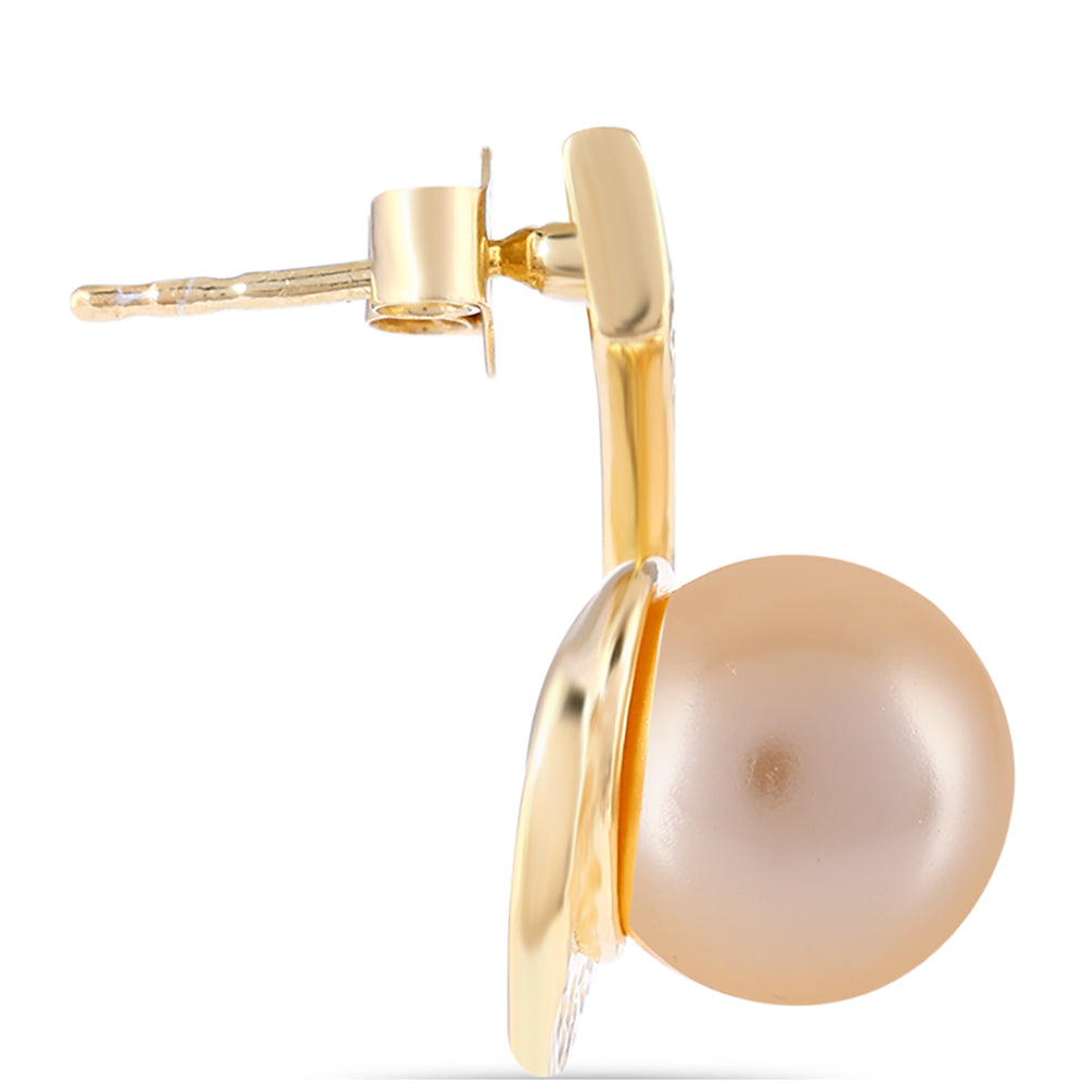 Pozlacené Stříbrné Náušnice se Zlatou Sladkovodní Perlou