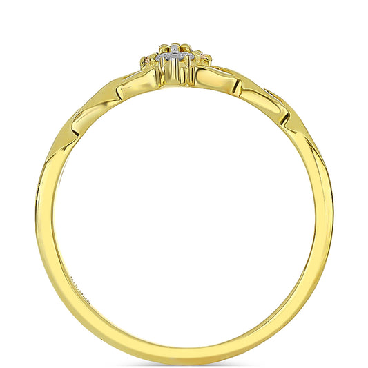 Pozlacené Stříbro 925/1000 - Prsten s Champagne Diamantem a Bílým Diamantem - Karátové číslo: 0.06. přibližná hmotnost: 1.78 gramů