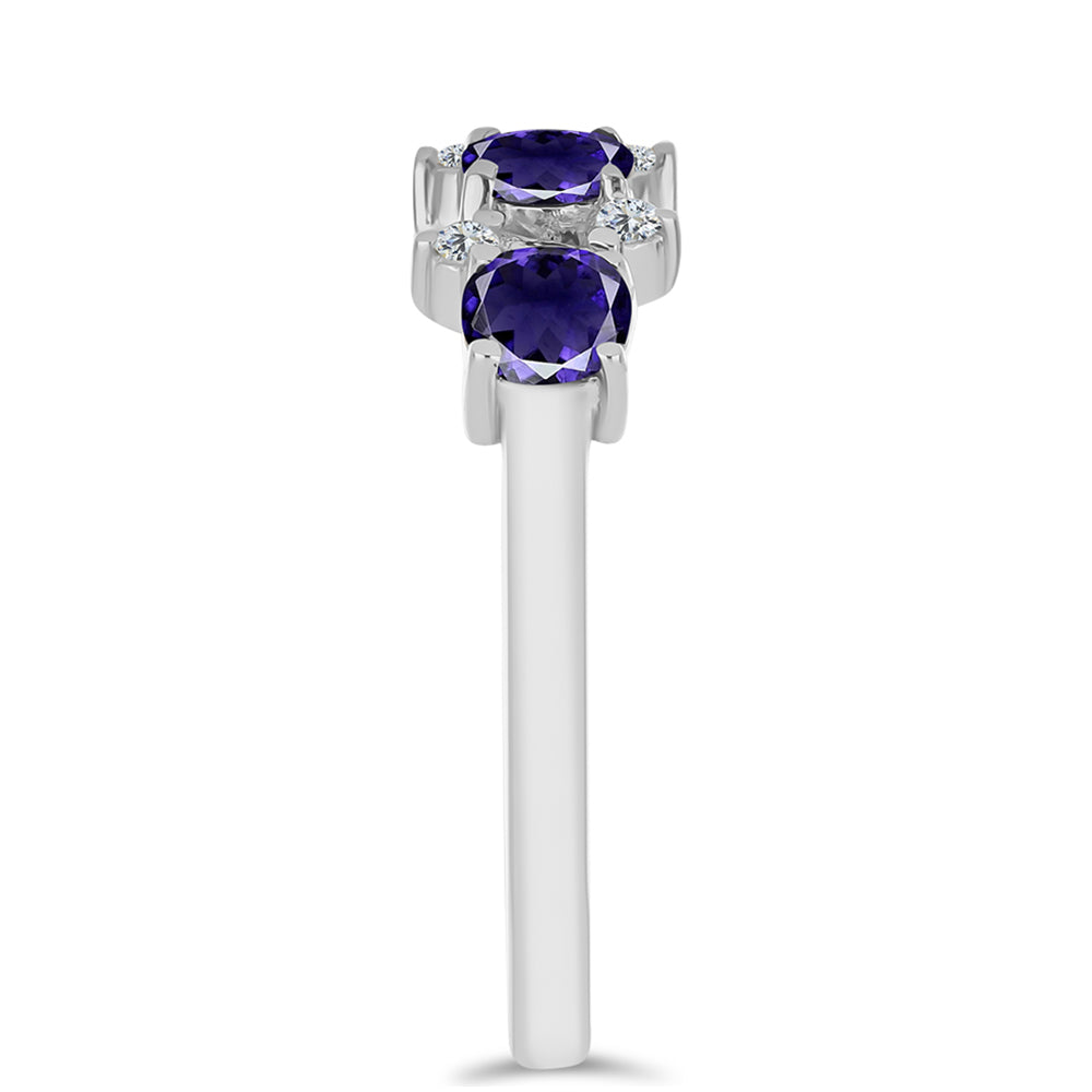 Stříbrný Prsten s Iolitem a Bílým Topazem