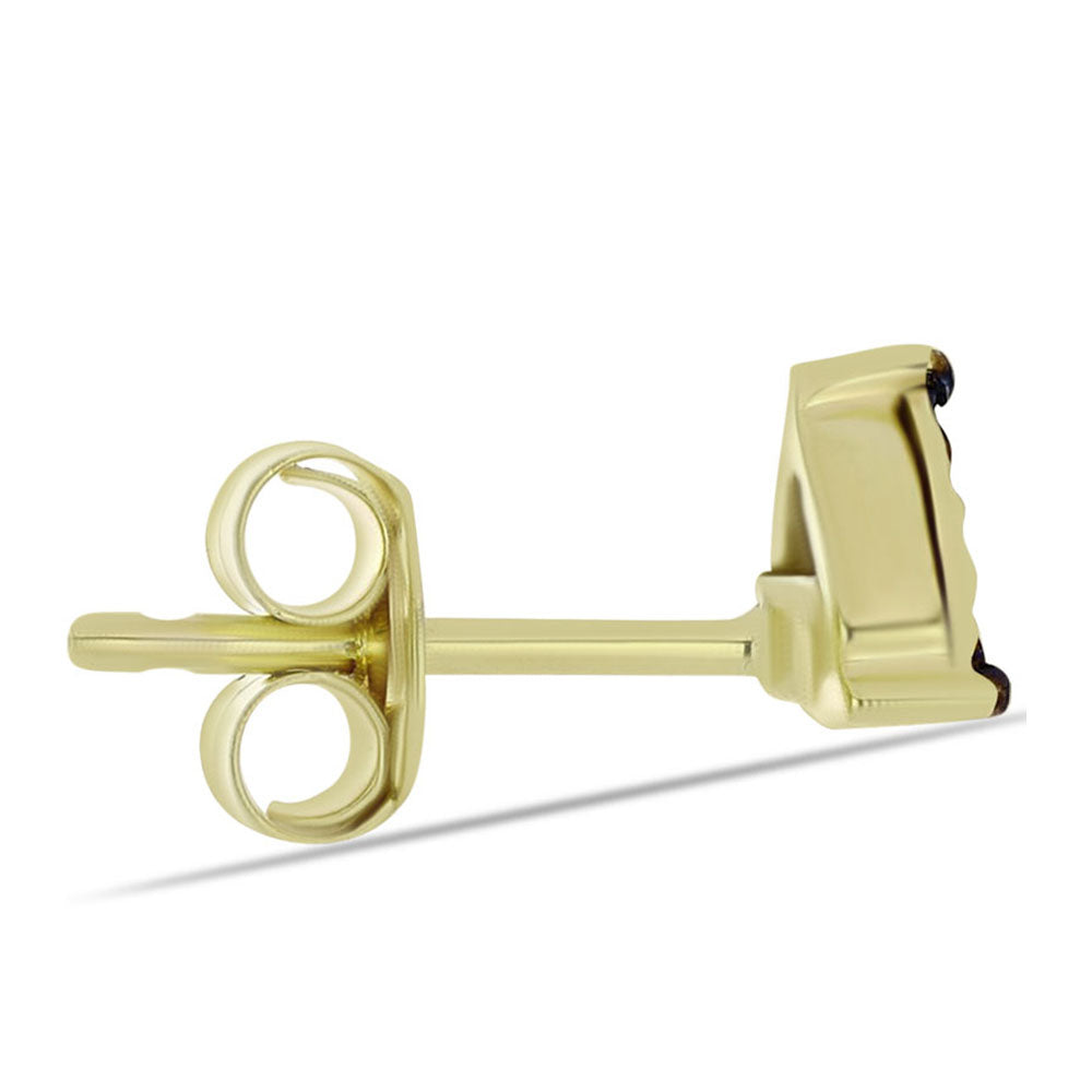 Pozlacené Stříbro 925/1000 - Náušnice s Modrým Diamantem - Karátové číslo: 0.02. přibližná hmotnost: 1.09 gramů