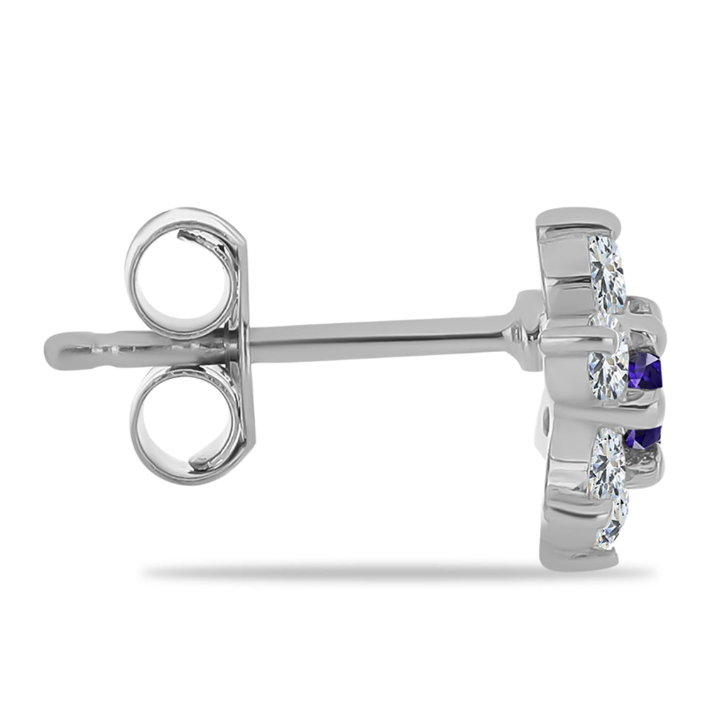 Stříbrné Náušnice s Iolitem a Bílým Topazem