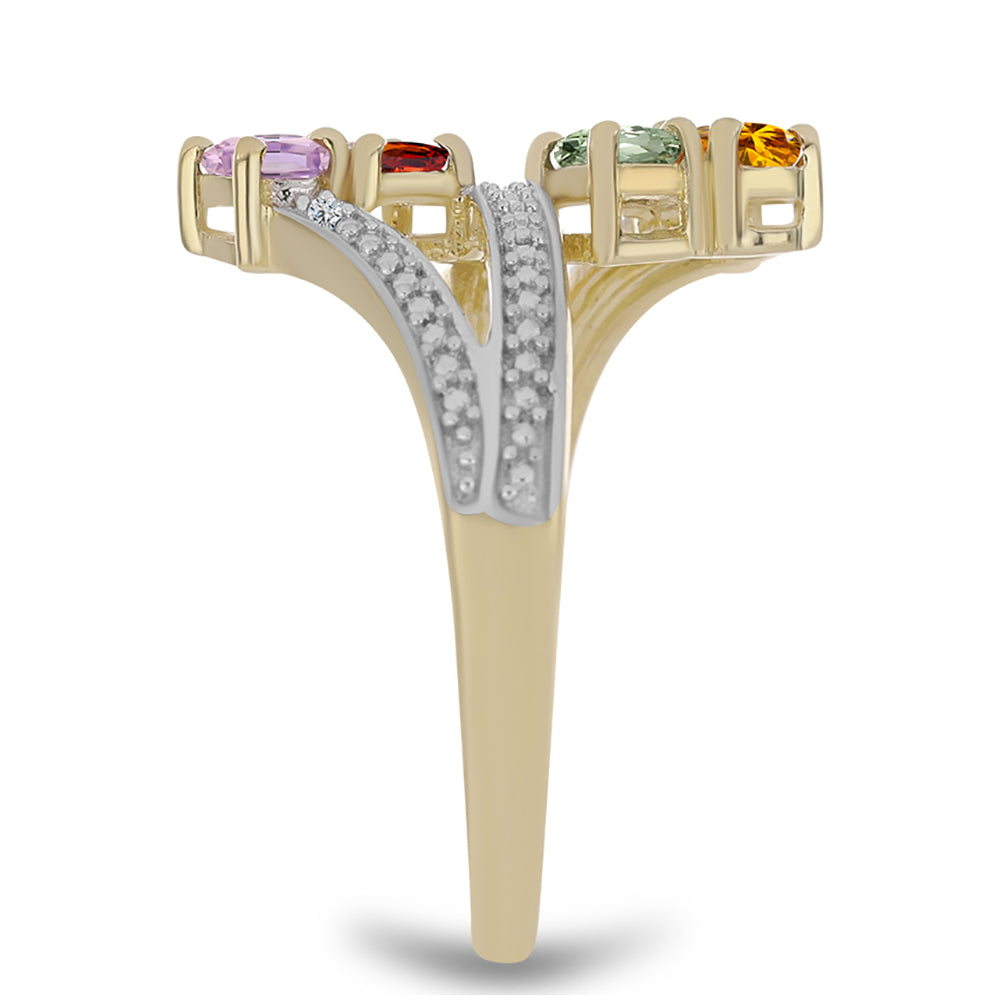 Pozlacený Stříbrný Prsten s Roseberským Duhovým Safírem a Bílým Topazem