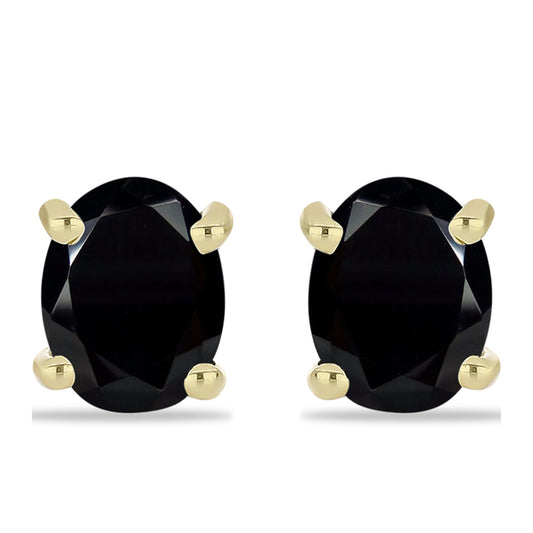 Pozlacené Stříbrné Náušnice s Černým Suwarským Onyxem