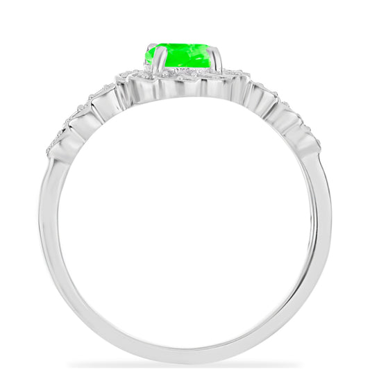 Stříbrný Prsten s Hyalit Opálem a Bílým Topazem