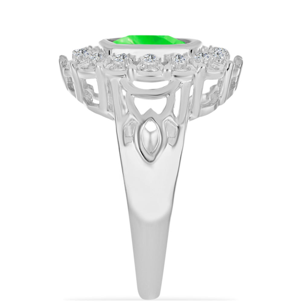 Stříbrný Prsten s Hyalit Opálem a Bílým Topazem