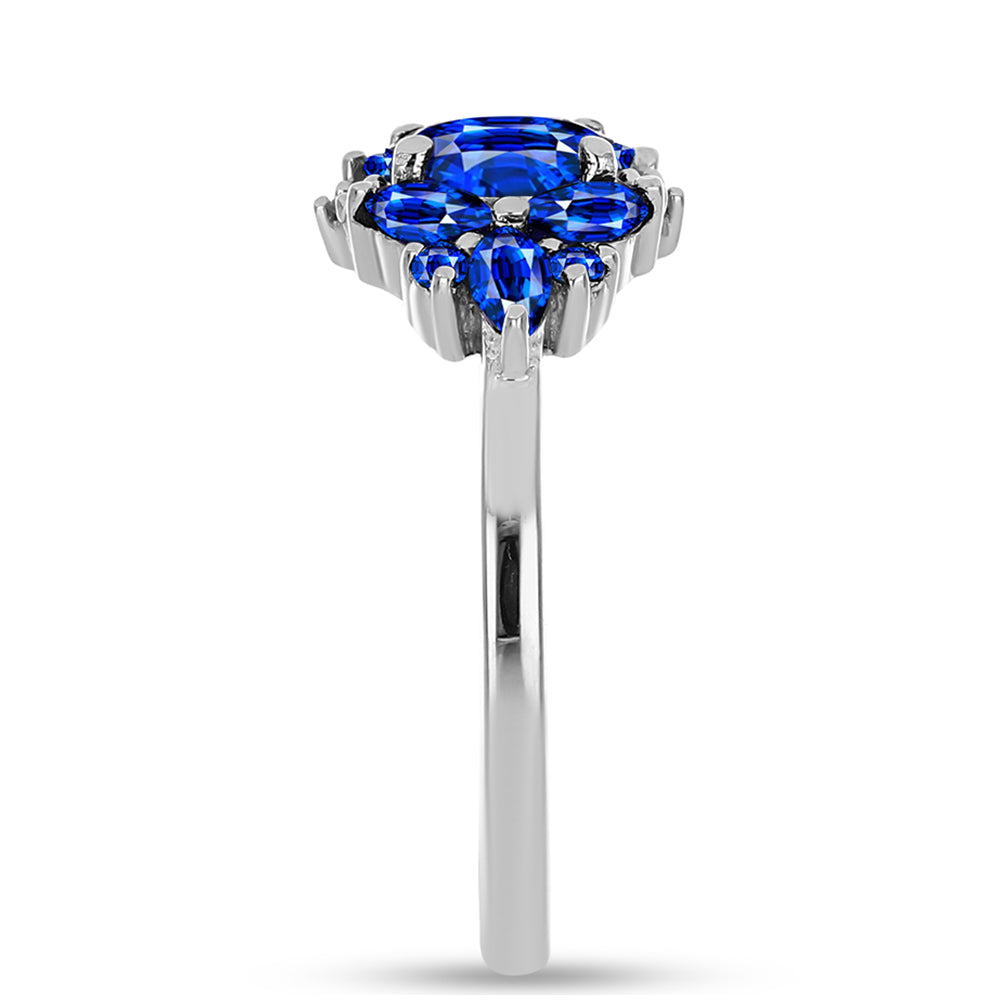 Stříbrný Prsten s Australským Modrým Safírem a Bílým Topazem