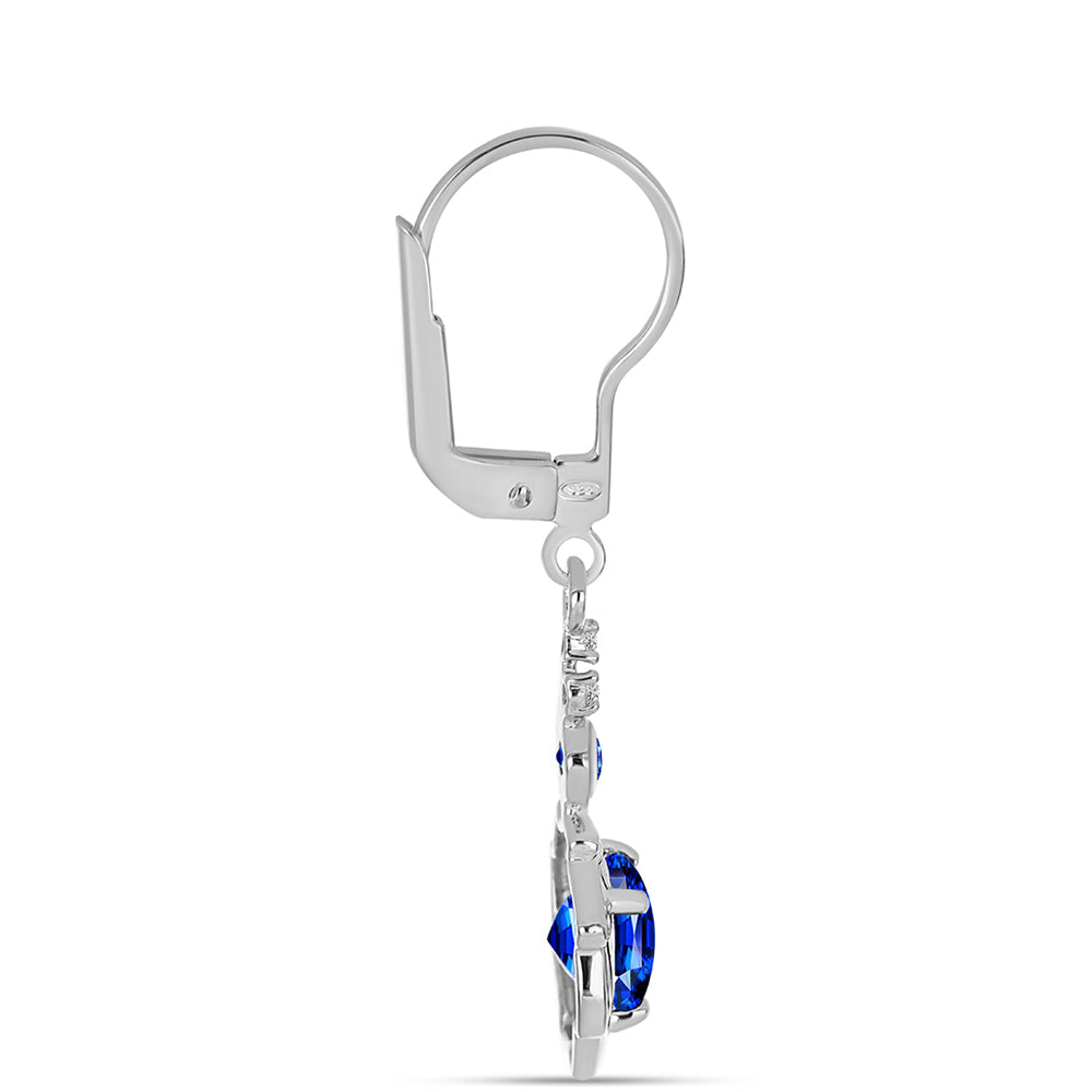 Stříbrné Náušnice s Australským Modrým Safírem a Bílým Topazem