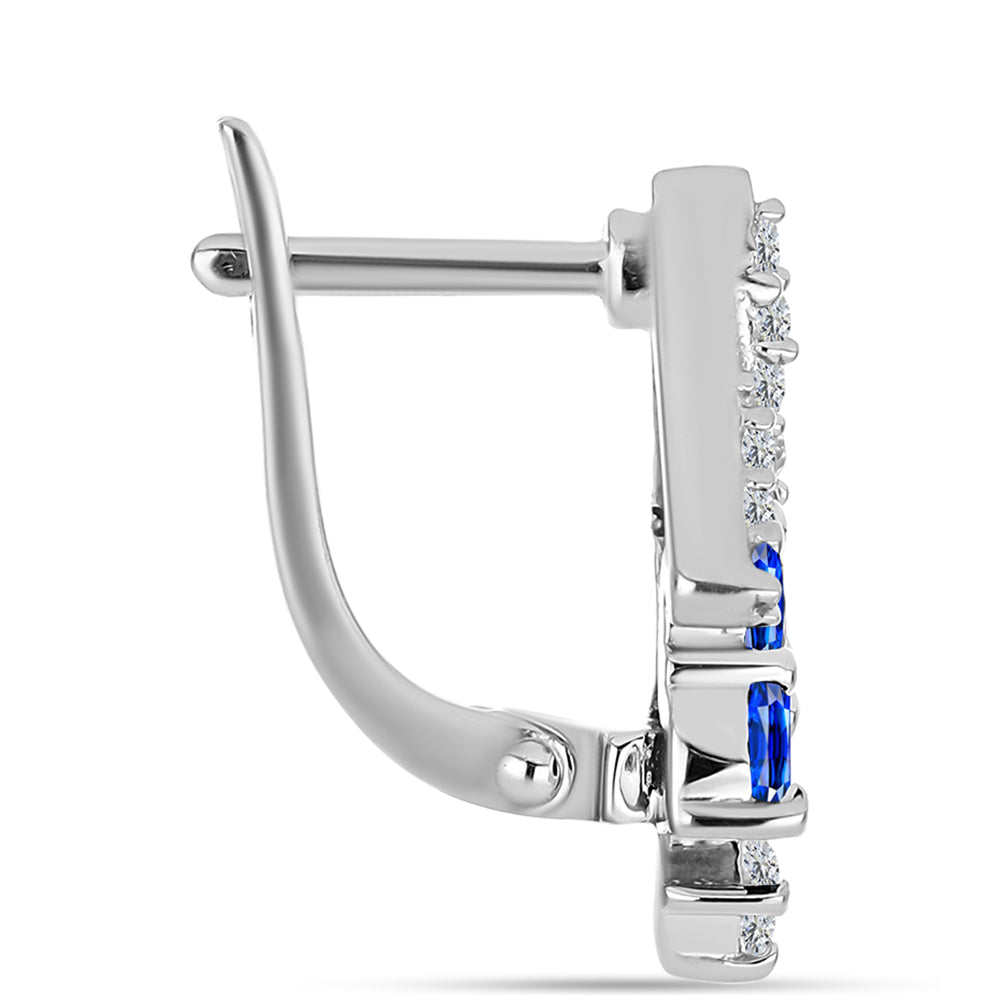 Stříbrné Náušnice s Australským Modrým Safírem a Bílým Topazem