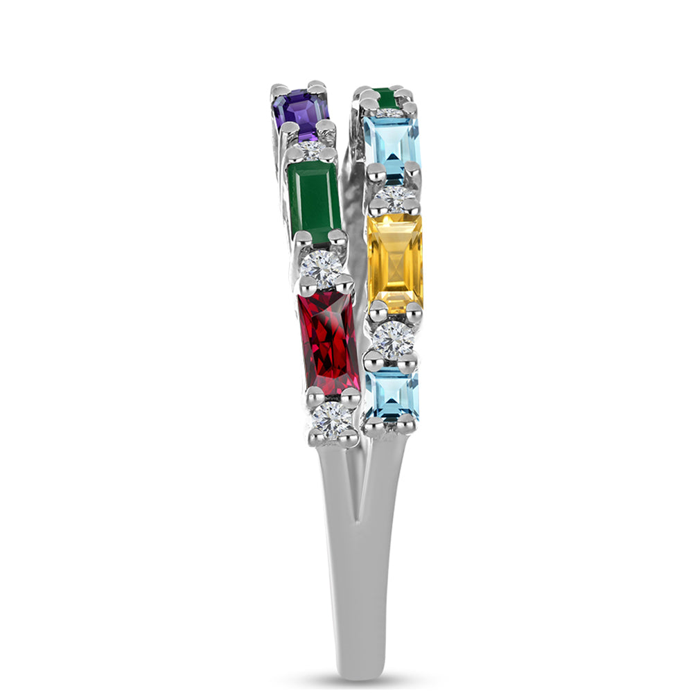 Stříbrný Prsten s Marockým Ametystem a se Zeleným Achátem