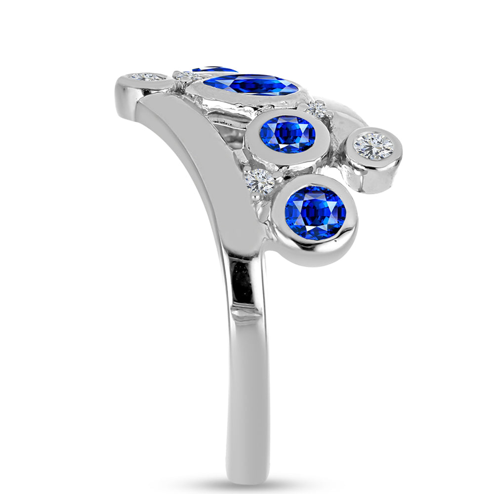 Stříbrný Prsten s Australským Modrým Safírem a Bílým Topazem
