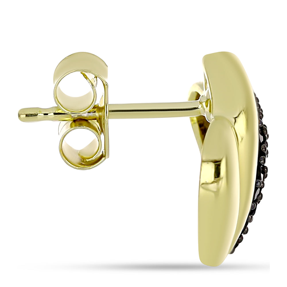 Pozlacené Stříbro 925/1000 - Náušnice s Černým spinelem - Karátové číslo: 0.48. přibližná hmotnost: 3.42 gramů