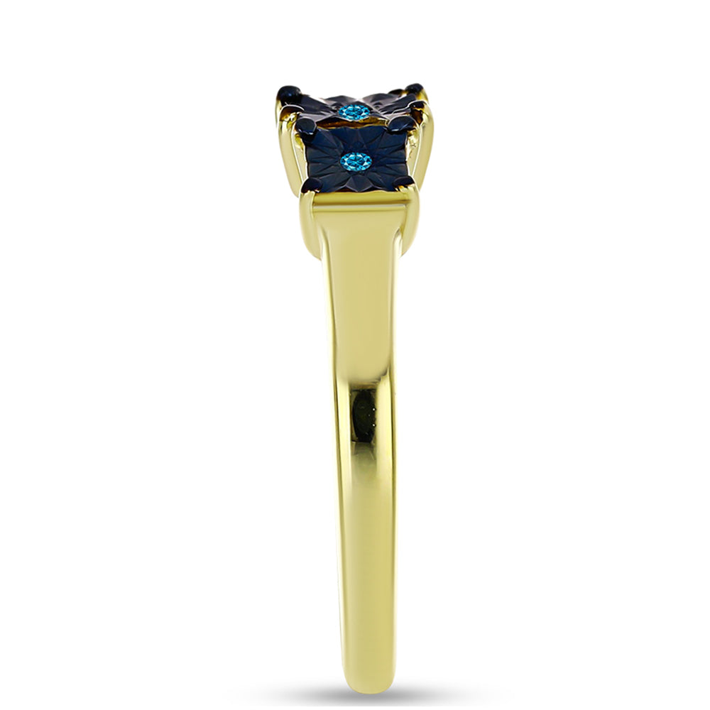 Pozlacený Stříbrný Prsten s Modrým Diamantem
