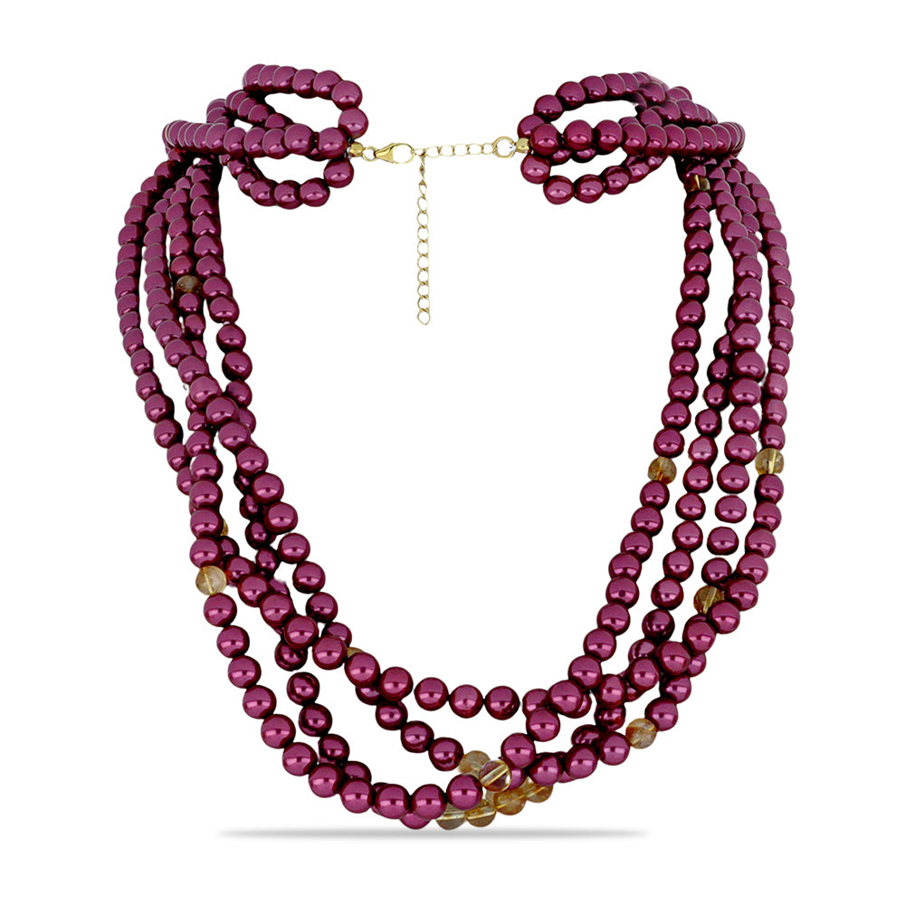 Pozlacený Stříbrný Náhrdelník s Fialová Sladkovodní Perlou a Uralským Citrínem