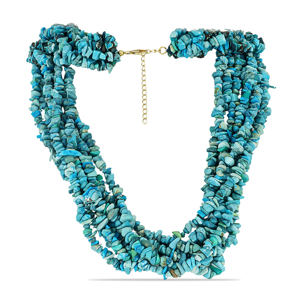 Pozlacené Stříbro 925/1000 - Náhrdelník s Tyrkysem Sleeping Beauty - Karátové číslo: 642.55. přibližná hmotnost: 129.76 gramů