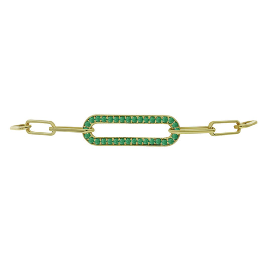 Pozlacené Stříbro 925/1000 - Náramek s Brazilským Smaragdem - Karátové číslo: 0.63. přibližná hmotnost: 4.93 gramů