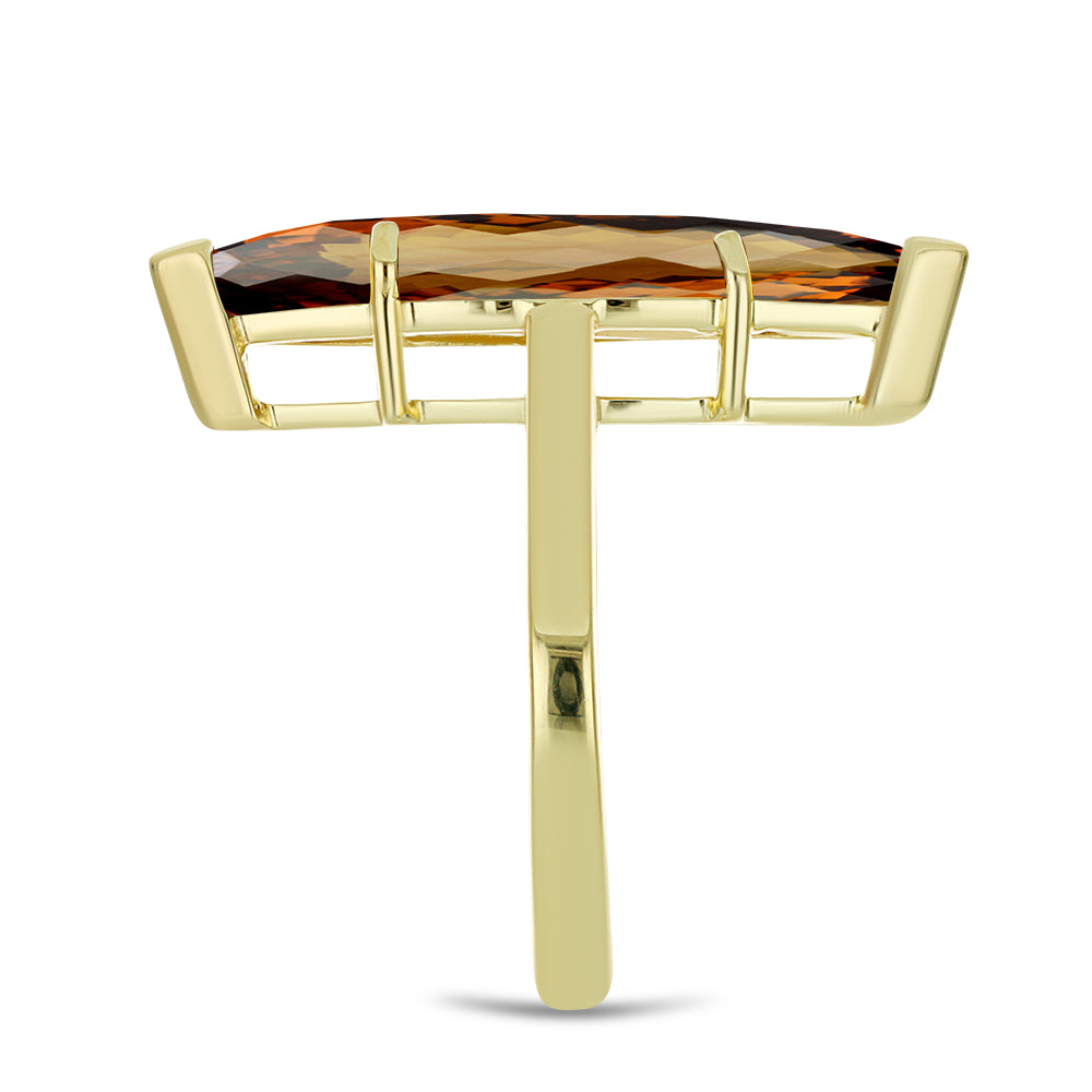 Pozlacený Stříbrný Prsten s Koňakovým Křemenem