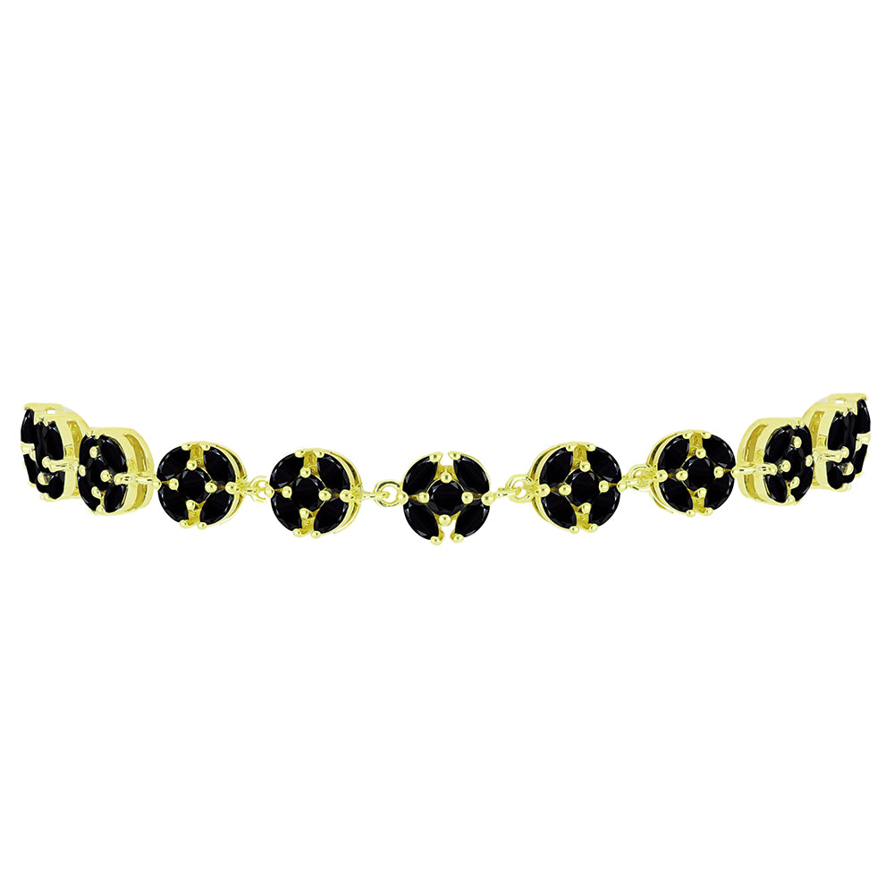 Pozlacený Stříbrný Náramek s Černým spinelem