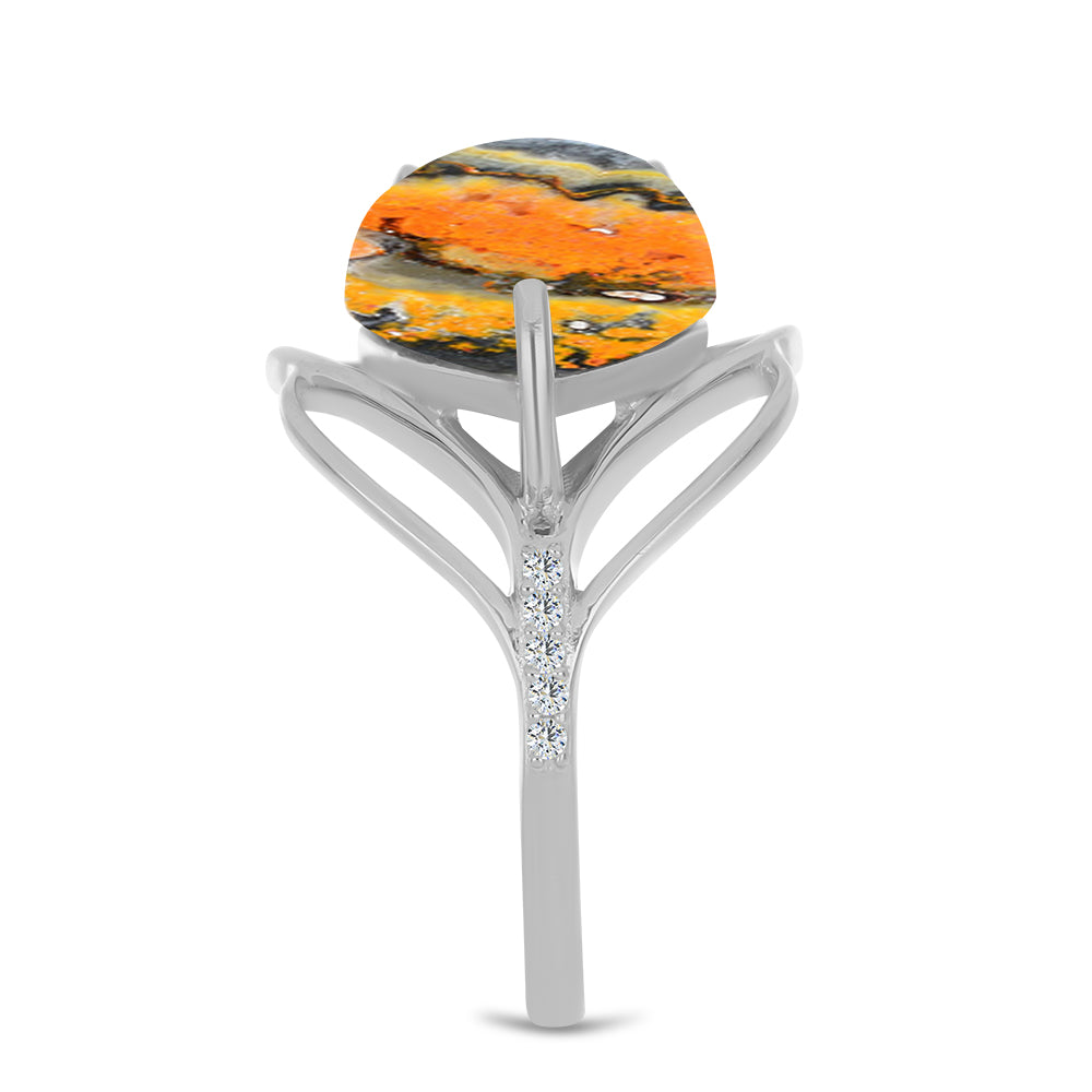 Stříbrný Prsten s Bumble Bee Jaspisem a Bílým Topazem