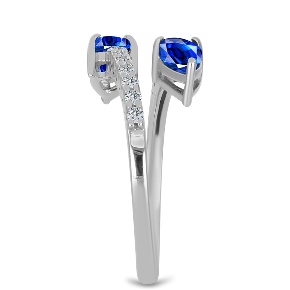 Stříbro 925/1000 Prsten s Australským Modrým Safírem a Bílým Topazem - Karátové číslo: 1.43. přibližná hmotnost: 2.55 gramů