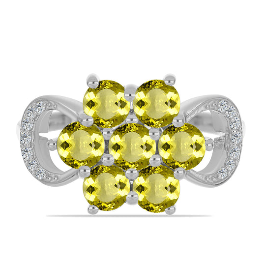 Stříbrný Prsten s Citronovým Topazem a Bílým Topazem