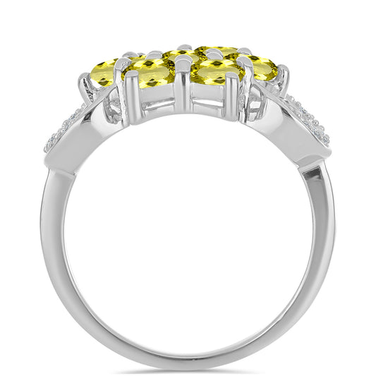 Stříbrný Prsten s Citronovým Topazem a Bílým Topazem