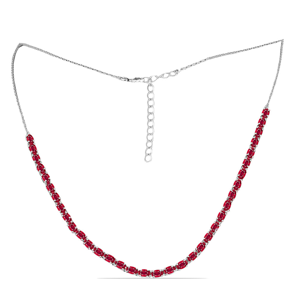 Stříbro 925/1000 - Náhrdelník s Madagaskarským Rubínem - Karátové číslo: 11.96. přibližná hmotnost: 11.4 gramů