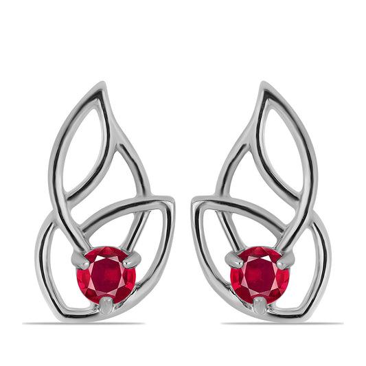 Stříbro 925/1000 - Náušnice s Madagaskarským Rubínem - Karátové číslo: 0.9. přibližná hmotnost: 3.24 gramů