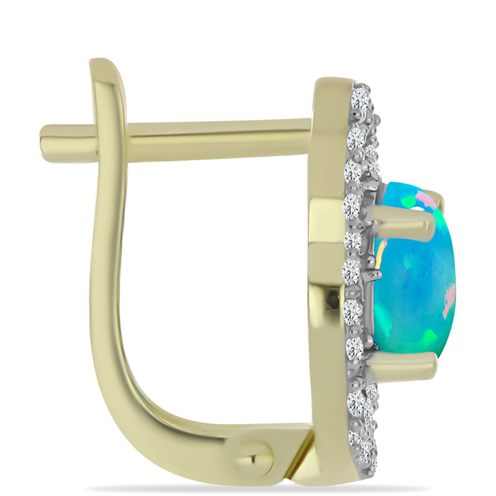 Pozlacené Stříbrné Náušnice s etiopským Paraiba modrým opálem a Bílým Topazem