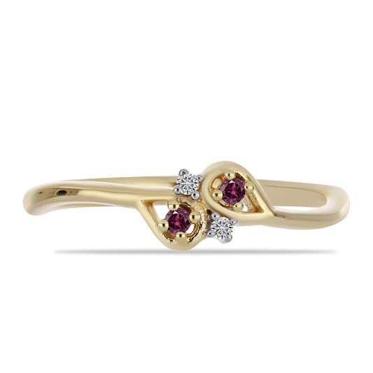 Pozlacený Stříbrný Prsten s Purpurovým Diamantem a Bílým Diamantem