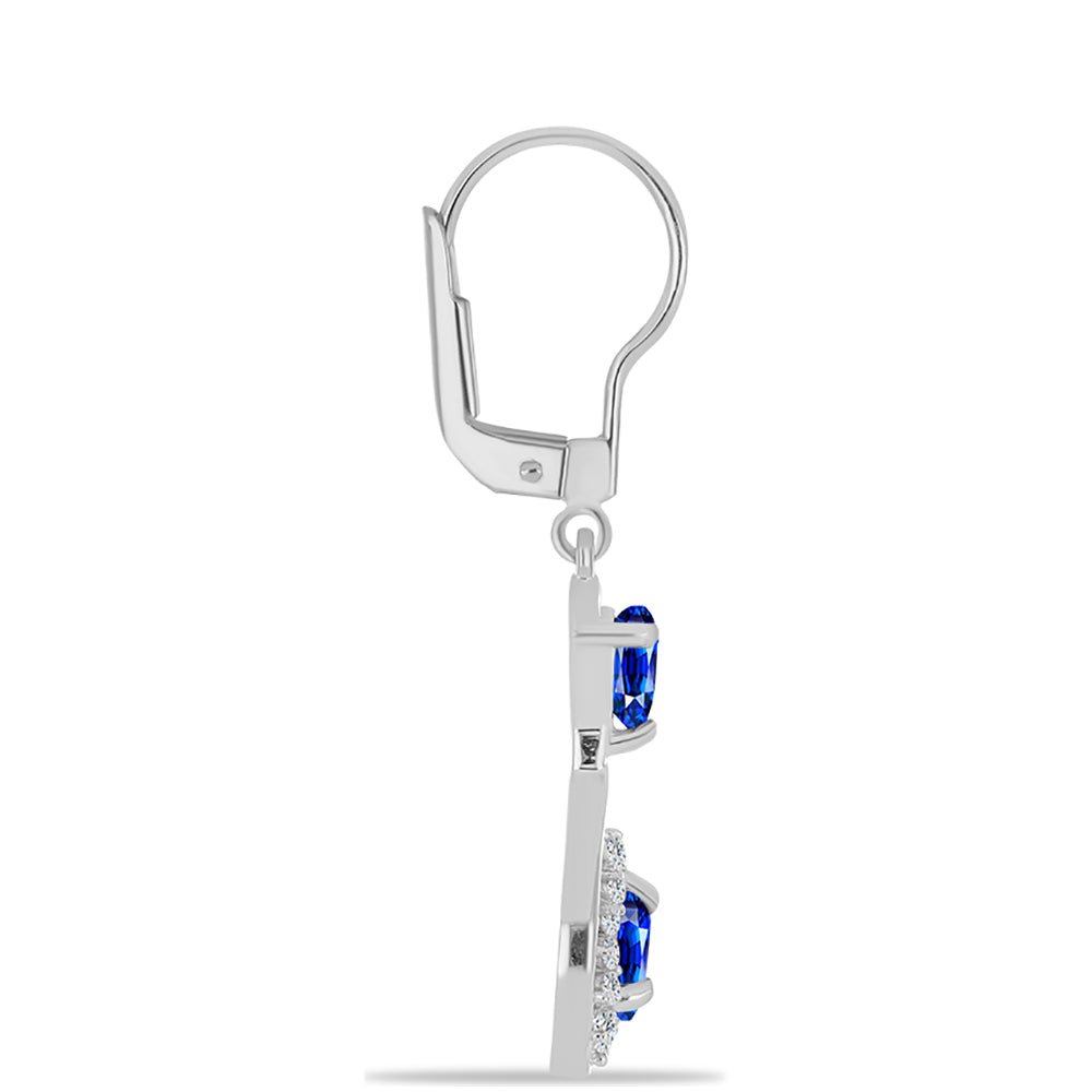 Stříbrné Náušnice s Australským Modrým Safírem a Bílým Topazem