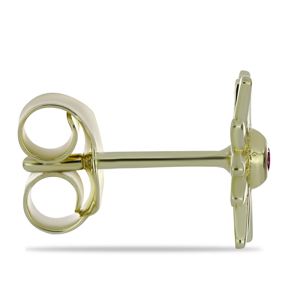 Pozlacené Stříbro 925/1000 - Náušnice s Purpurovým Diamantem - Karátové číslo: 0.04. přibližná hmotnost: 1.24 gramů