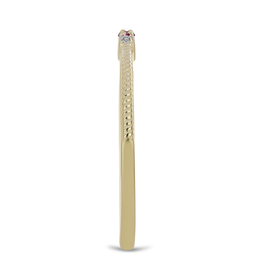 Pozlacené Stříbro 925/1000 - Prsten s Purpurovým Diamantem a Bílým Diamantem - Karátové číslo: 0.06. přibližná hmotnost: 1.47 gramů