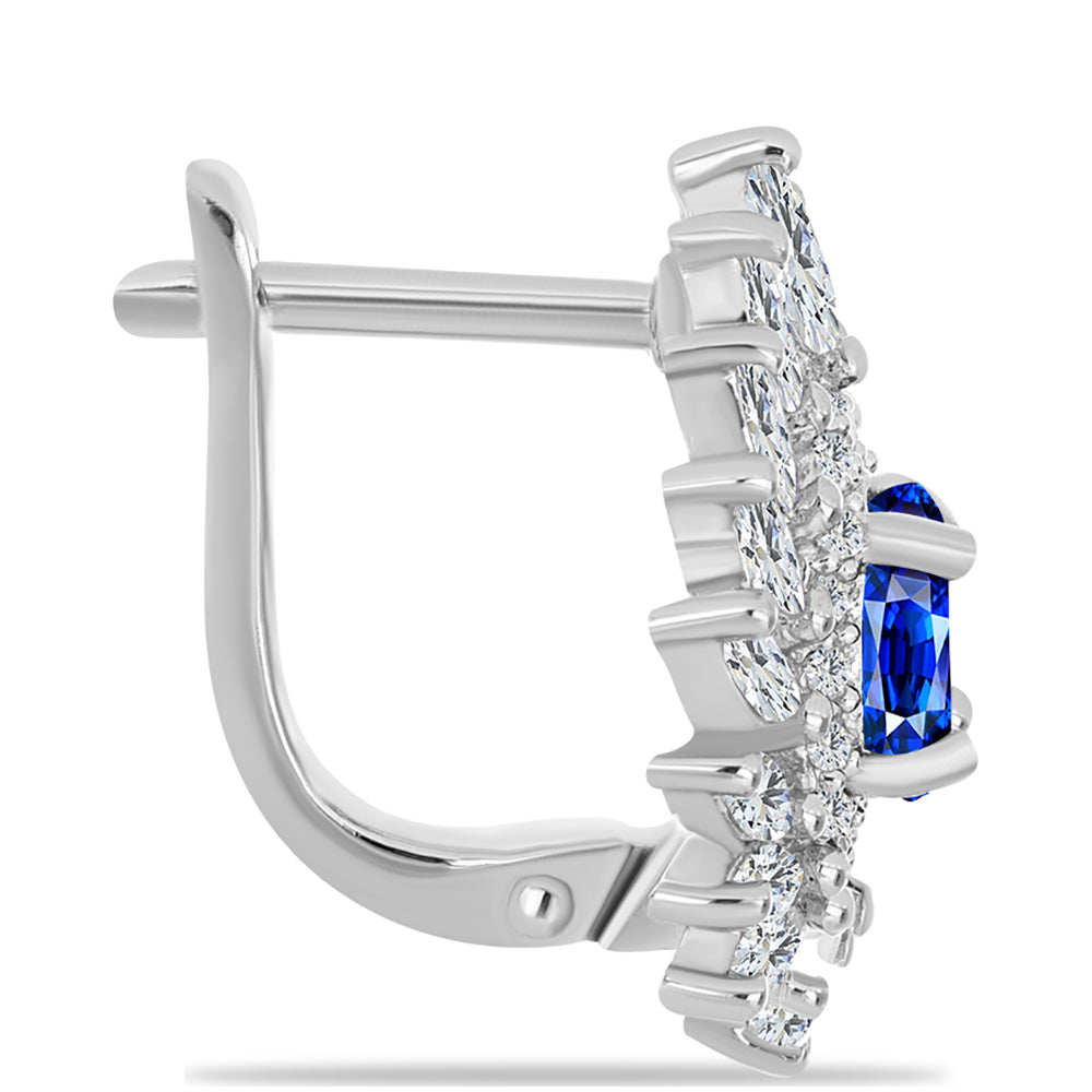 Stříbrné Náušnice s Australským Modrým Safírem a Bílým Zirkonem